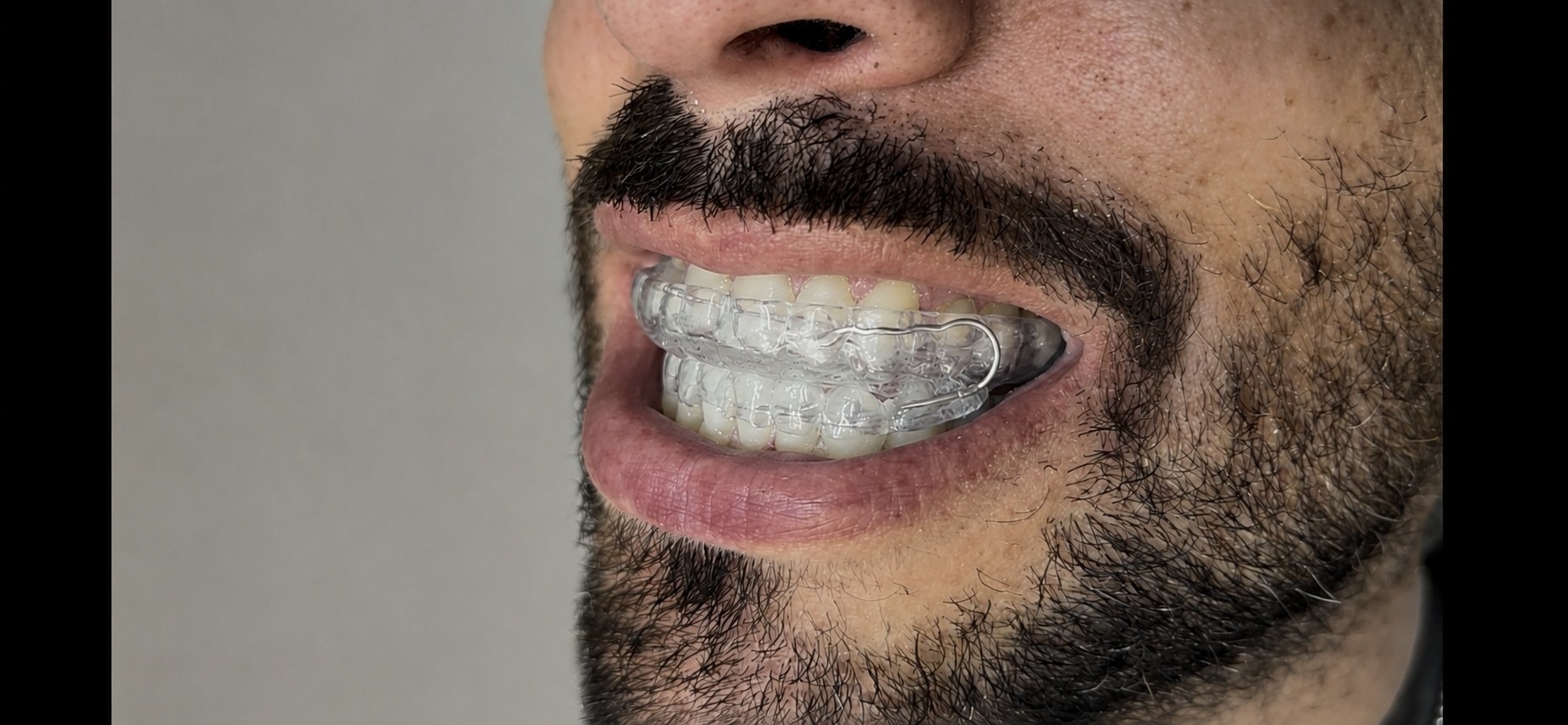 Paciente utilizando dispositivo intraoral para ronco e apneia do sono — Odontologia Oliveira